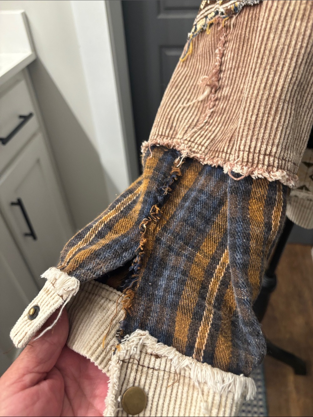 Boho Patchwork Corduroy Jacket - Brown Multi - Picture 5 of 11